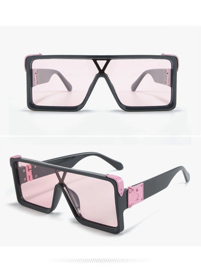 Oversized One Piece Pink Gradient Square Sunglasses For Men And Women-Unique and Classy
