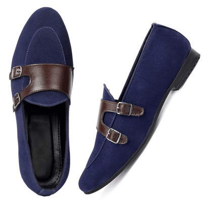 Fashionable Double Monk Suede Material Slip On Shoes For Men's-Unique and Classy