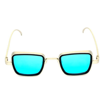 Aqua Blue And Silver Retro Square Sunglasses For Men And Women-Unique and Classy