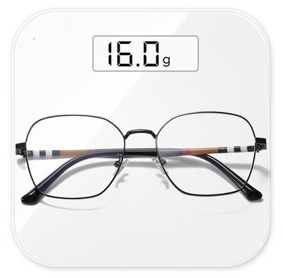 Trendy Stripe Ultralight Blue Blocking Metal Square Eyeglasses For Men And Women