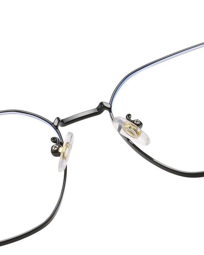 Trendy Stripe Ultralight Blue Blocking Metal Square Eyeglasses For Men And Women