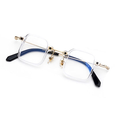 Acetate Metal Small Square Eyeglasses For Unisex-Unique and Classy