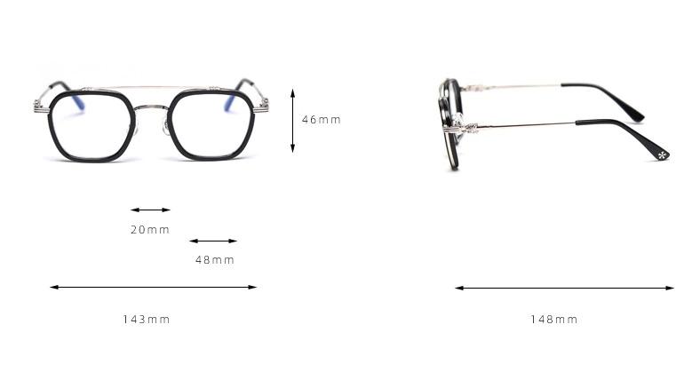 Retro Luxury Blue Block Computer Metal Fashion Eyeglasses Spectacle Frame For Men And Women