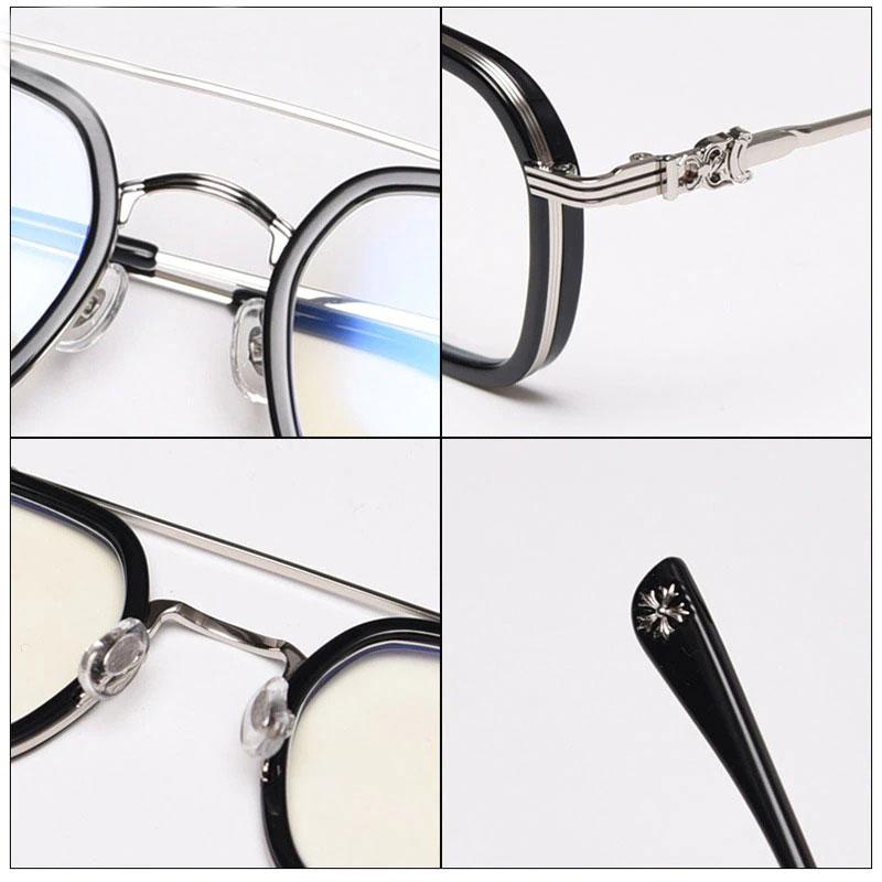 Retro Luxury Blue Block Computer Metal Fashion Eyeglasses Spectacle Frame For Men And Women