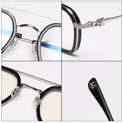 Retro Luxury Blue Block Computer Metal Fashion Eyeglasses Spectacle Frame For Men And Women