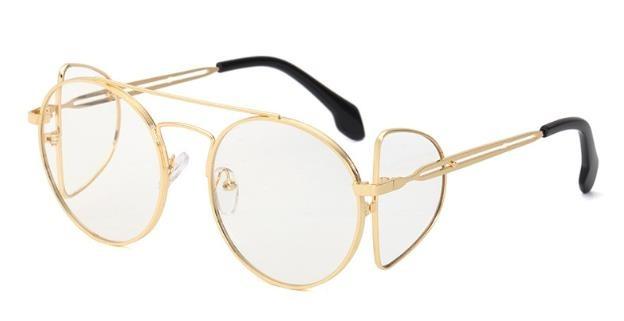 2021 New Steam Punk Style Anti Blue Light Retro Fashion Brand Designer Round Eyeglasses Spectacle Frame For Men And Women