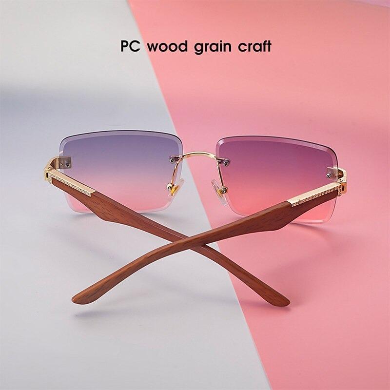 Fashion 2021 New Diamond Inlay Rimless Side Cut Square Sunglasses For Men And Women-Unique and Classy