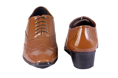 Classy Shine Design British Full Brogue Height Increasing Shoes For Men's-Unique and Classy