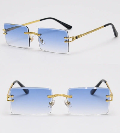 New Color Rectangle Rimless Gradient Sunglasses For Unisex-Unique and Classy