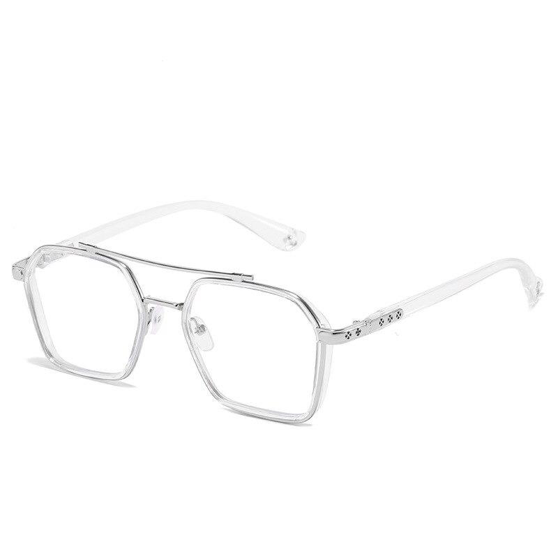 Retro Flat Tide Plate Metal Glasses Square Big Frame Eyeglasses For Unisex-Unique and Classy