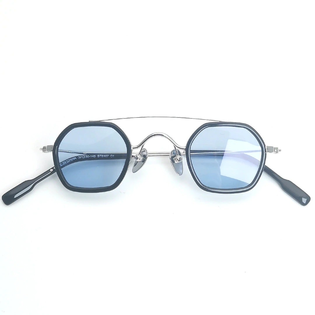 Flat Glass Frame Double Beam Polygonal Glasses For Unisex