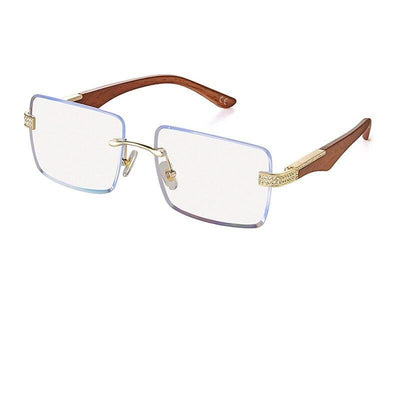 Fashion 2021 New Diamond Inlay Rimless Side Cut Square Sunglasses For Men And Women-Unique and Classy