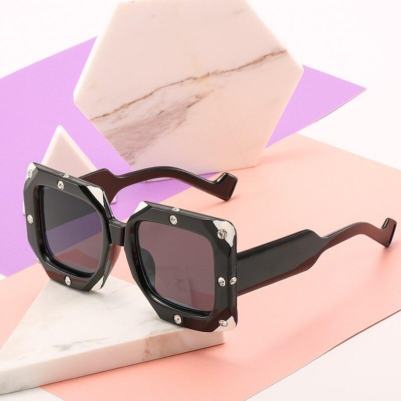 2020 Italian Big Frame Square Crystal Diamond Sunglasses For Unisex-Unique and Classy