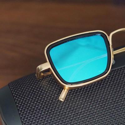 Stylish Aqua Blue And Gold Retro Sunglasses For Men And Women-Unique and Classy