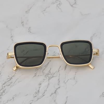 Green And Gold Retro Square Sunglasses For Men And Women-Unique and Classy