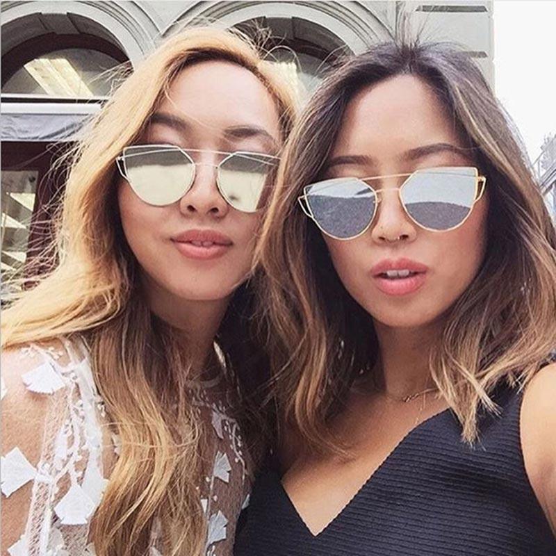 Cat eye sunglasses mirrored top