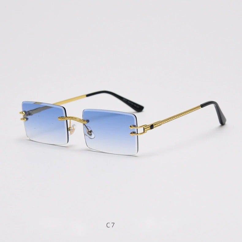 Rimless Rectangle Mirror Lens Eyewear For Unisex-Unique and Classy