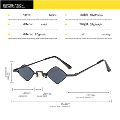 Brand Design Metal Frame Diamond Shaped Small Retro Sunglasses For Men And Women-Unique and Classy