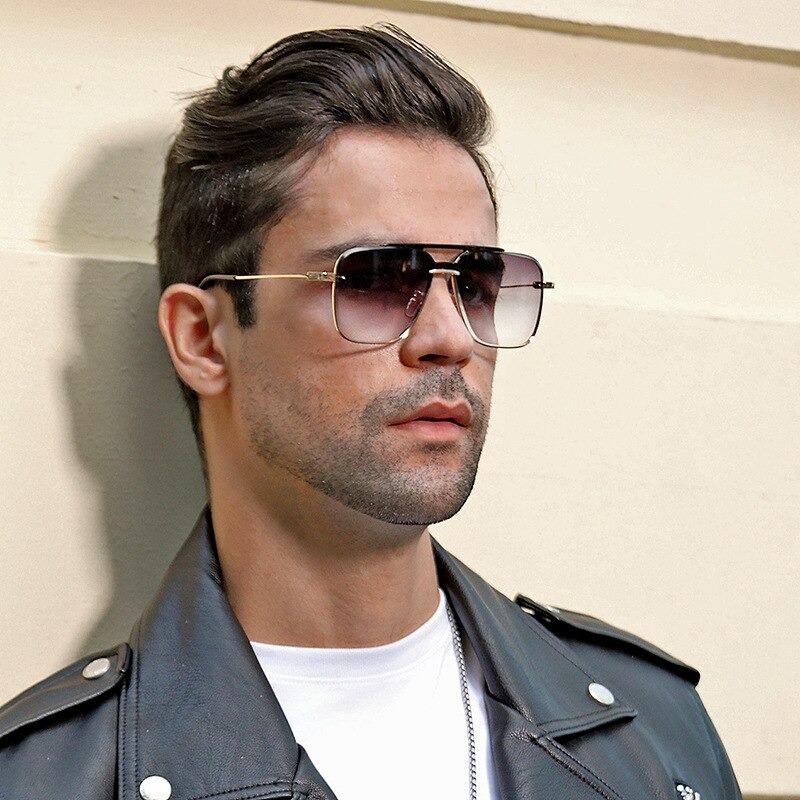 2021 New Vintage Style Oversized Square Fashion Metal Frame Sunglasses For Men And Women-Unique and Classy - Transparent Gray