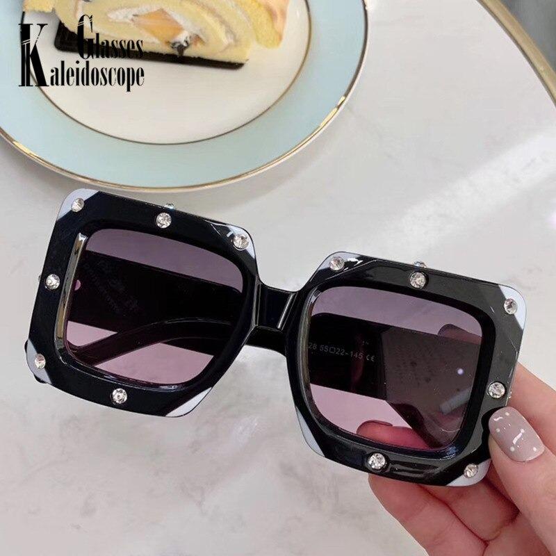 2020 Italian Big Frame Square Crystal Diamond Sunglasses For Unisex-Unique and Classy