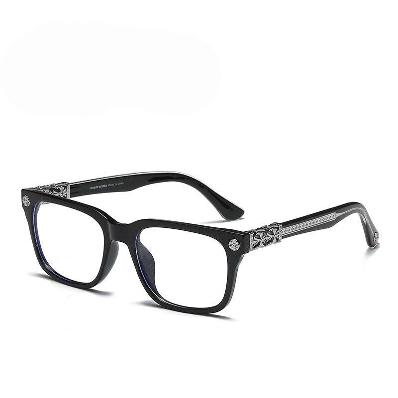 Classic Flat Tide Plate Metal Glasses Square Big Frame Eyeglasses For Unisex-Unique and Classy