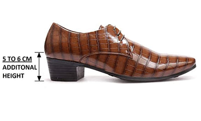 Crocodile Style Height Increasing Faux Leather Material Formal Shoes-Unique and Classy