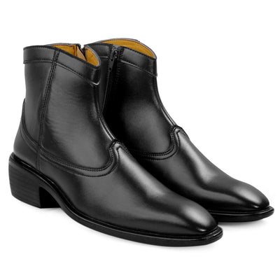 Classy High Ankle Black Casual And Formal Boot With Zip Pattern-Unique and Classy