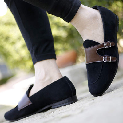 Fashionable Double Monk Suede Material Slip On Shoes For Men's-Unique and Classy