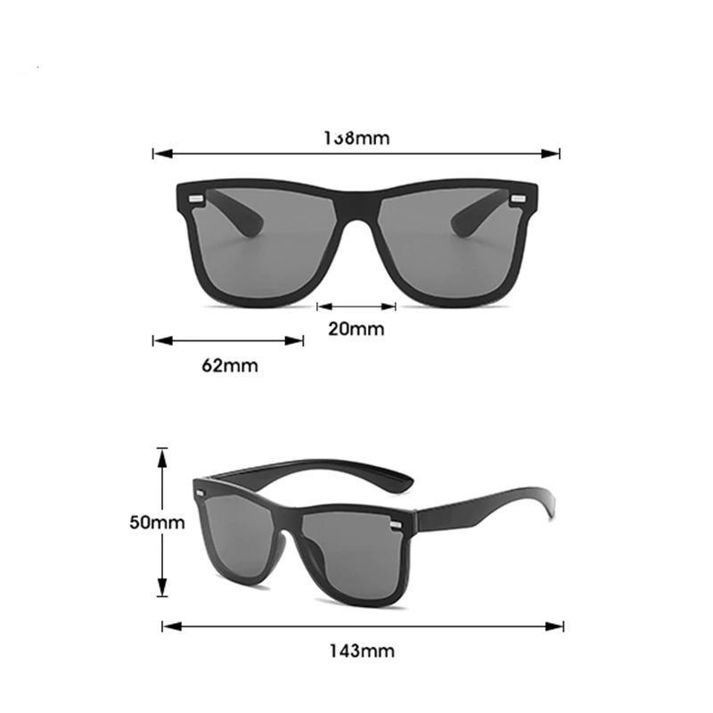 New Fashion One piece Trend Personality Rimless Square Frame Travel Flat Panel Sunglasses For Men And Women