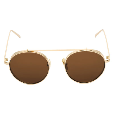Round Brown And Gold Sunglasses For Men And Women-Unique and Classy