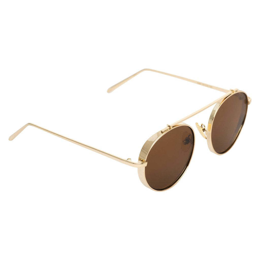 Retro Round Gold Brown Sunglasses For Men And Women-Unique and Classy