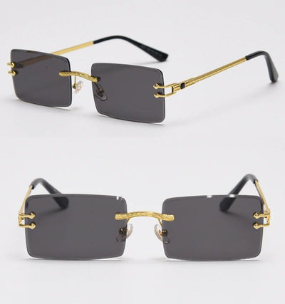 New Color Rectangle Rimless Gradient Sunglasses For Unisex-Unique and Classy