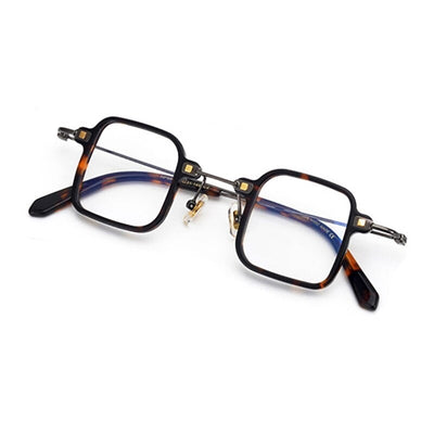 Acetate Metal Small Square Eyeglasses For Unisex-Unique and Classy