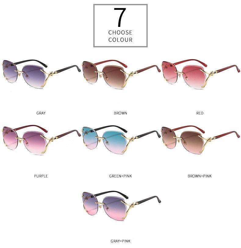 Luxury Brand Designer Gradient Pink Foxes Rhinestone Oversized Sunglasses For Women-Unique and Classy