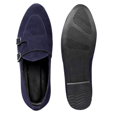 Stylish Double Monk Suede Material Slip On Shoes For Men's-Unique and Classy
