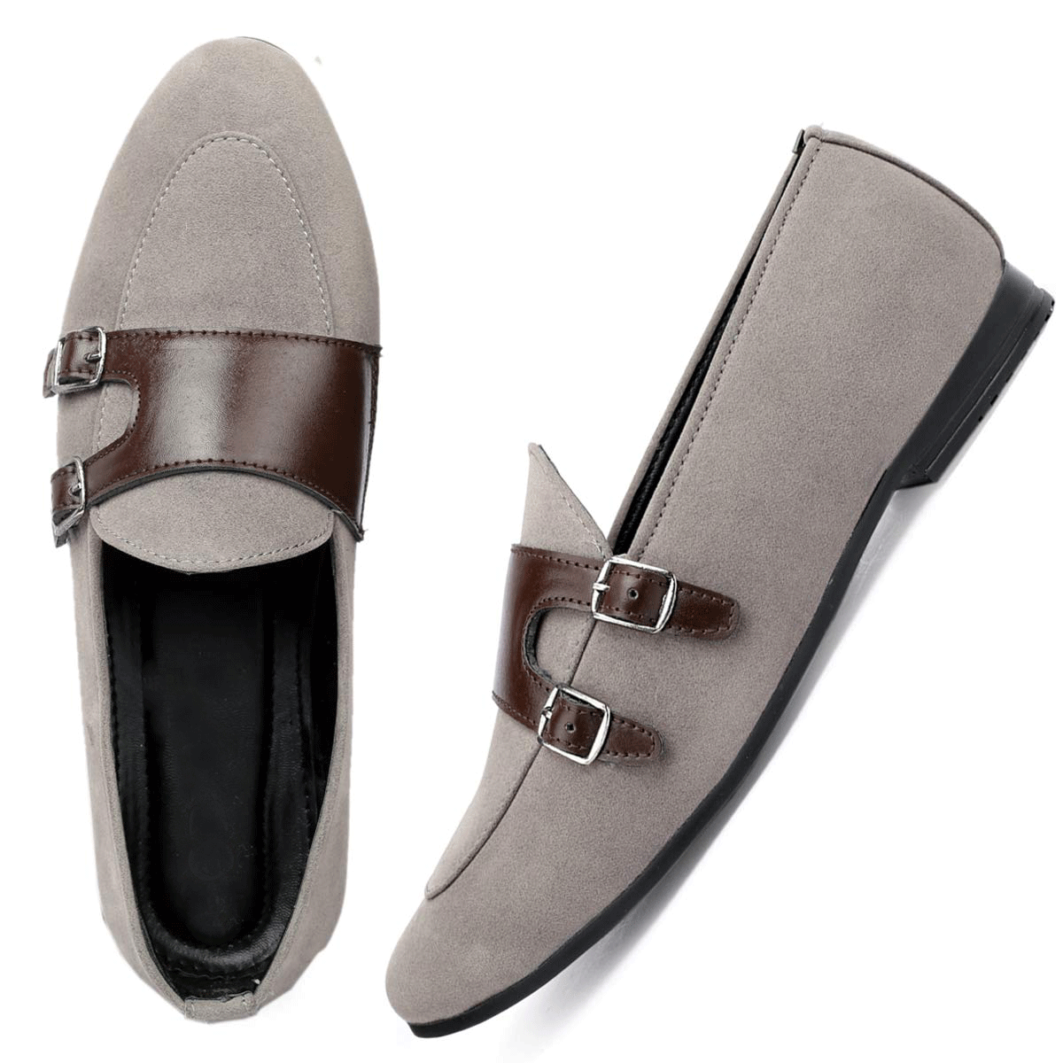 Fashionable Double Monk Suede Material Slip On Shoes For Men's-Unique and Classy