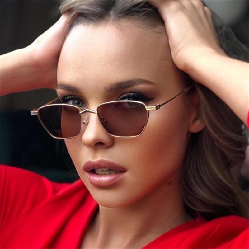 Tinted Shades Small Metal Frame Sunglasses For Unisex-Unique and Classy