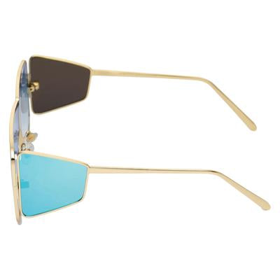 Square Aqua Blue And Gold Sunglasses For Men And Women-Unique and Classy