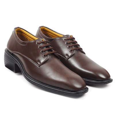 Classic Pattern Height Increasing Brown Casual, Formal Office Wear Derby Shoes-Unique and Classy