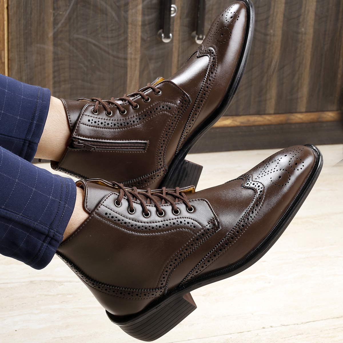 High Ankle Height Increasing Brown Casual And Outdoor Boot For Men-Unique and Classy