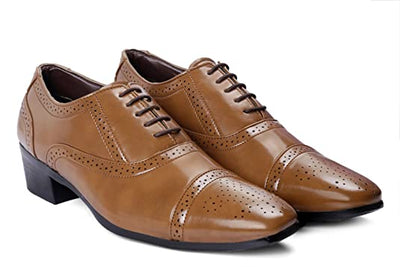 Height Increasing Faux Leather Lace-up Oxford Shoes for Men-Unique and Classy