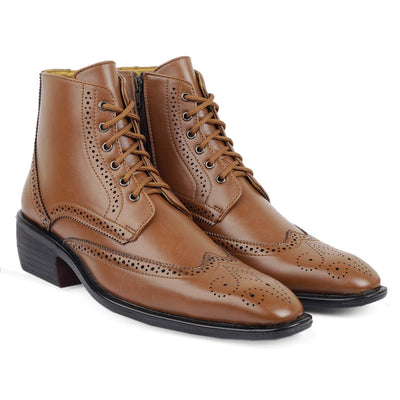 High Ankle Height Increasing Tan Casual And Outdoor Boot For Men-Unique and Classy