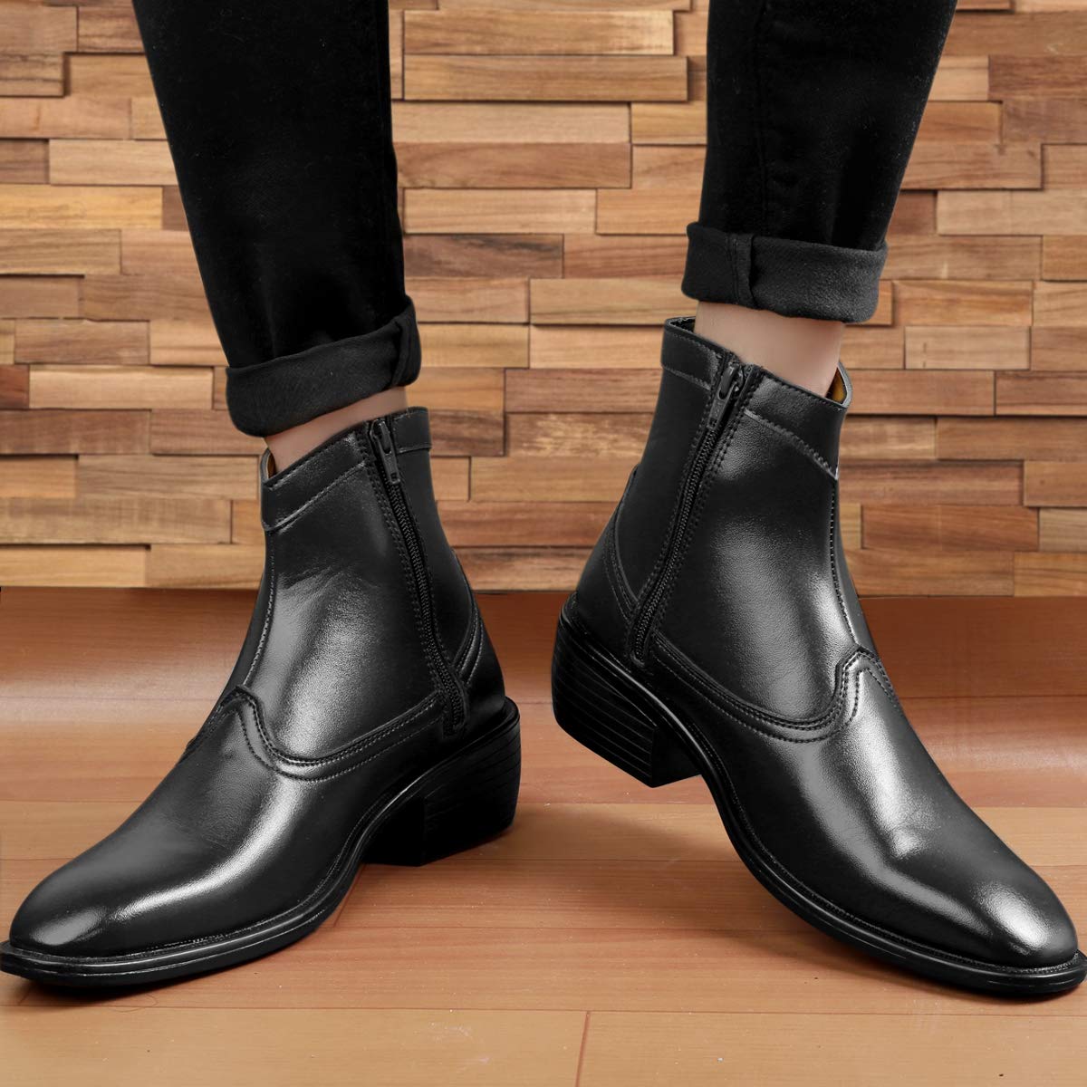 Classy High Ankle Black Casual And Formal Boot With Zip Pattern-Unique and Classy