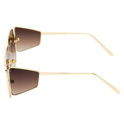 Square Shaded Dark Brown And Gold Sunglasses For Men And Women-Unique and Classy