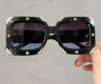 2020 Italian Big Frame Square Crystal Diamond Sunglasses For Unisex-Unique and Classy