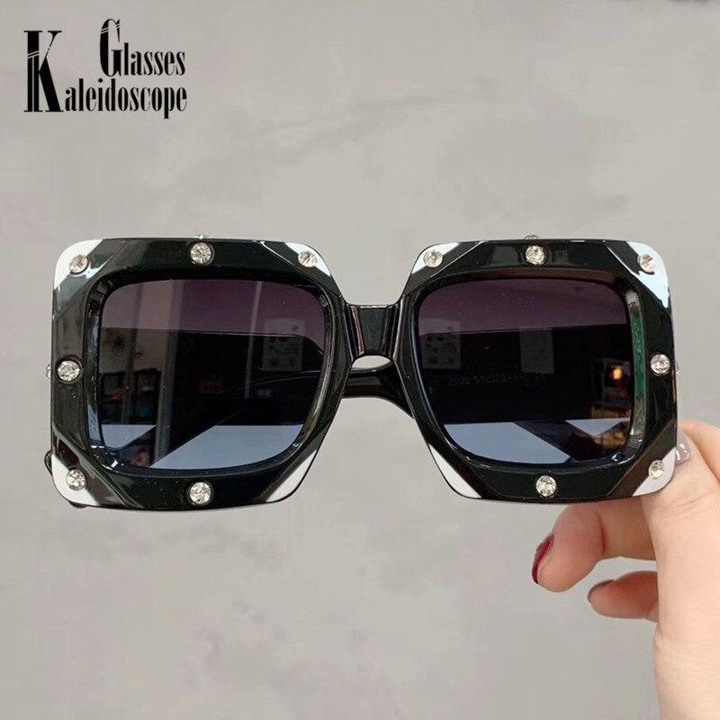 2020 Italian Big Frame Square Crystal Diamond Sunglasses For Unisex-Unique and Classy