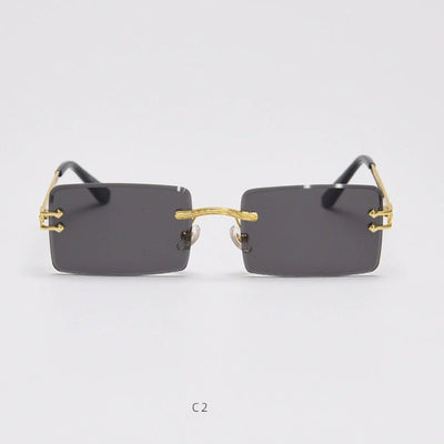 Rimless Rectangle Mirror Lens Eyewear For Unisex-Unique and Classy