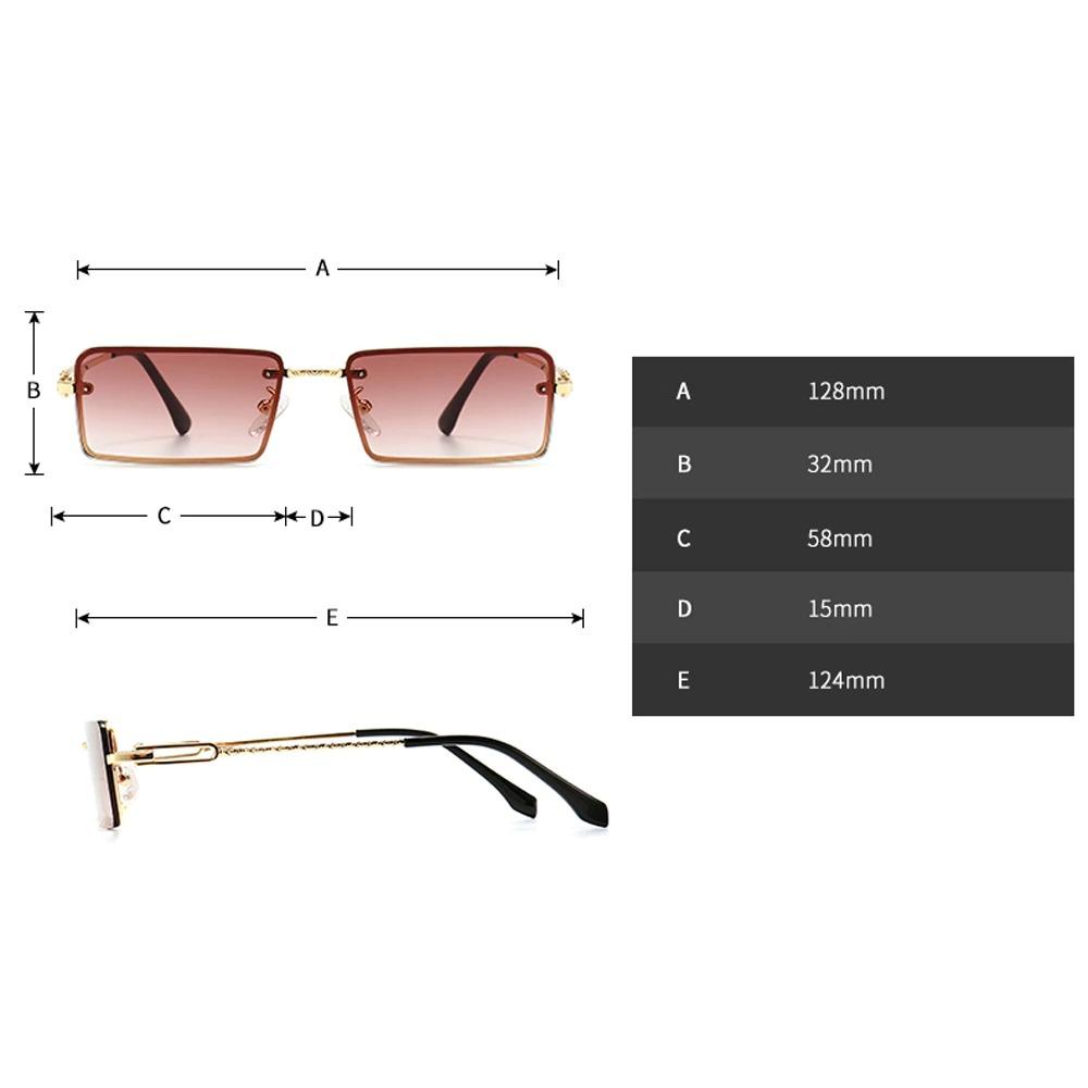 Stylish Retro Square Frameless Classic Vintage Brand Metal Narrow Designer Frame Sunglasses For Men And Women-Unique and Classy