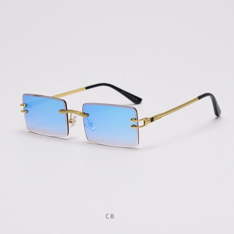 Rimless Rectangle Mirror Lens Eyewear For Unisex-Unique and Classy