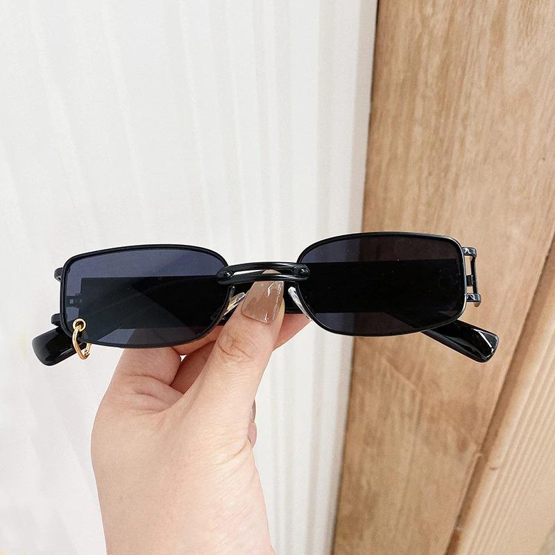 Brand Designer Vintage Metal Ring Decoration Small Rectangle Punk Sunglasses For Men And Women-Unique and Classy